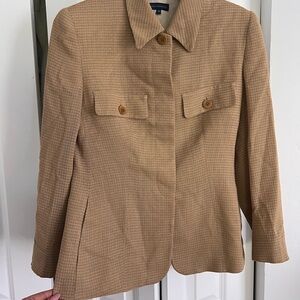 Adolfo Dominguez Vintage Tan Blazer with Fitted Silhouette